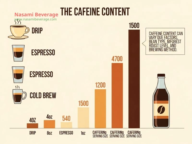 Caffeine content in popular drinks