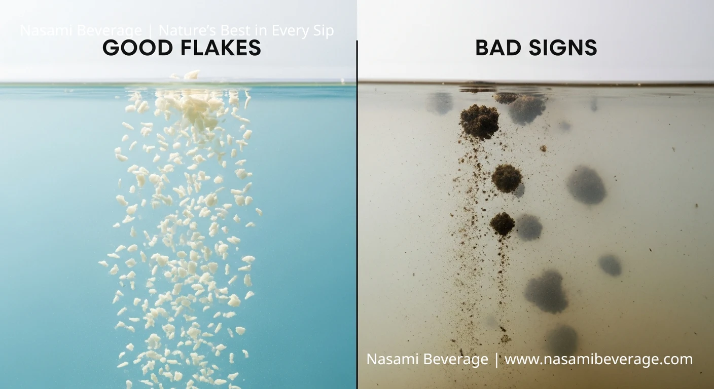 White Flakes in Coconut Water